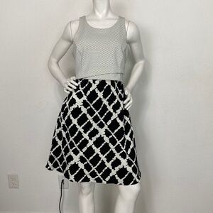 Tabitha Anthropologie White & Black Sleeveless Multi Media Dress Size 6